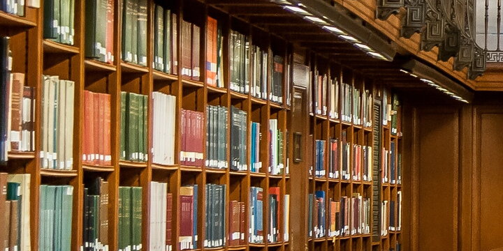 Photo of library shelves full of books