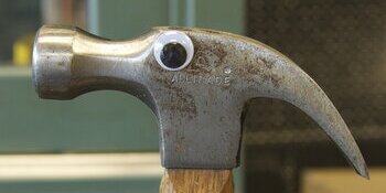 googly eye on a hammer