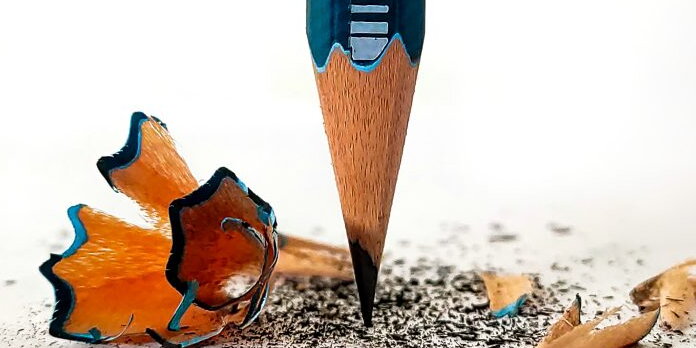 Sharpened pencil with shavings