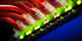 Wires in a machine room at the National Center for Supercomputing Applications.