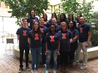 2016-2017 Psychology Leaders - Front Row (L-R): Aimee Schneider; Oladoyin Okunoren, Yijun Wang; Middle Row (L-R): Daniel Szoke, Joseph Menza, Sam Ferber, Keila Pope, Adonis Holmes; Back Row (L-R): Samantha Esser, Aleksandra Myrda, Sahana Moodabagil; Insia Hakim, Maryoli Rojas, Aline Sredni