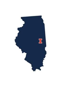 Blue Illinois State with U of I letter logo on right side