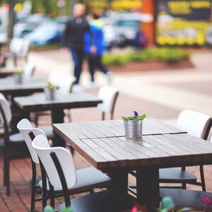 Outdoor cafe table and chairs