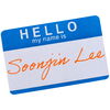 Name tag with Soonjin Lee written in cursive.