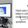 Eye tracker and text displayed in three different parts of the visual field