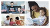 three pictures of families eating a meal together playing together and reading a book together